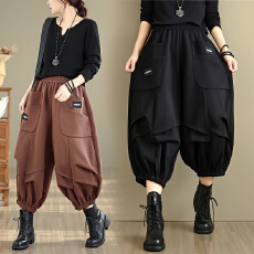 批发实拍大货2025秋冬加厚街头个性宽松大口袋百搭阔腿九分休闲<b class='q'>垮</b><b class='q'>裤</b>女