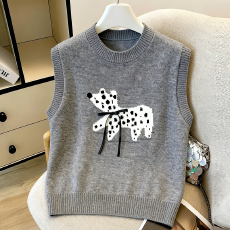 批发实拍设计感宽松针织背心马甲女秋冬新款洋气叠穿外穿内搭坎肩上衣