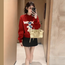 批发<b class='q'>实拍</b>大码女装秋冬圣诞韩版设计重工提花雪人毛衣软糯圆领<b class='q'>外套</b>上衣