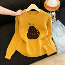 实拍设计感慵懒风洋气减龄大鸭梨提花套头毛衣宽松打底衫上衣