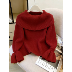 批发实拍韩系甜美气质软糯加厚保暖<b class='q'>毛衣</b>女冬季新款一字领纯色长袖上衣