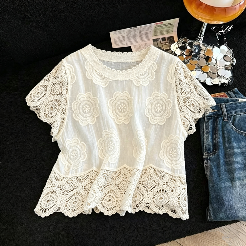 실사 디자인 자수 홀로우 아웃 고급 작은 조끼 베스트 면 소재 외부 가져 가라. 민소매 V넥 외국 가스 맨위 여성