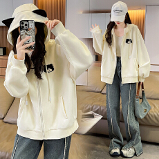 批发实拍 甜美设计感可爱猫咪连帽<b class='q'>外套</b>女加绒宽松卫衣秋<b class='q'>情侣装</b>新款