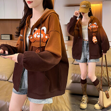 批发实拍 2026新款原创美拉德风棕色<b class='q'>小熊</b>猫<b class='q'>卫衣</b>外套女春秋连帽开衫