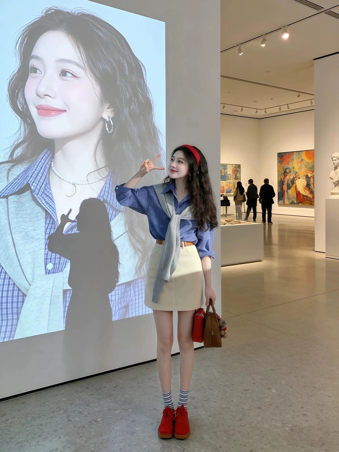 한 부서 전체 집합 ootd 착용 가져 가라. 품격 자이언트 잘 생긴 고급 센스 파란색 셔츠 미니 스커트 투피스 슈트 2026 봄