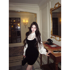 批发实拍实价秋冬韩系纯欲风打底衫搭<b class='q'>连衣裙</b>御姐套装名媛气质穿搭女