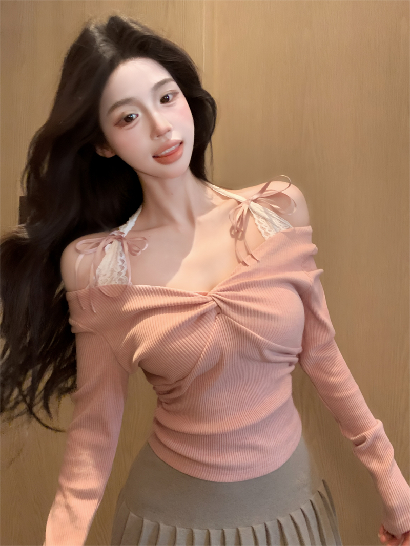 BY32840# 假两件蕾丝拼...