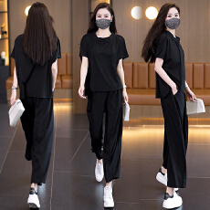 批发实拍2026夏装新款时尚洋气显瘦遮肉胖妹妹两件套气质大码女装套装