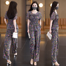 批发实拍2026夏装新款时尚洋气显瘦遮肉胖妹妹两件套气质大码女装套装