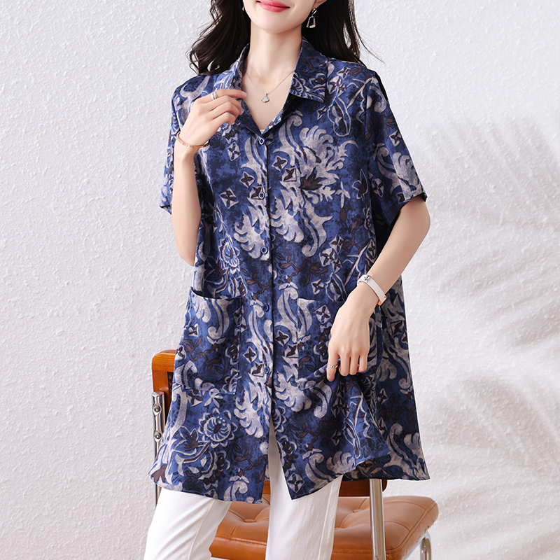 RY3637# 实拍2026夏装新款时尚简约衬衫宽松胖MM洋气小衫气质显瘦大码上衣