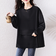 批发实拍2025秋装新款时尚气质休闲显瘦大码女装T恤洋气胖妹妹上衣