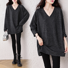 批发实拍2026春装新款时尚简约宽松型胖MM洋气T恤气质显瘦大码上衣