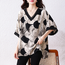 批发实拍2026夏装新款<b class='q'>时尚</b>气质简约<b class='q'>大码</b>上衣气质显瘦胖妹妹洋气上衣