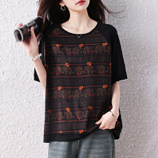 批发实拍2026夏装新款时尚宽松百搭胖MM洋气T恤气质减龄显瘦大码上衣