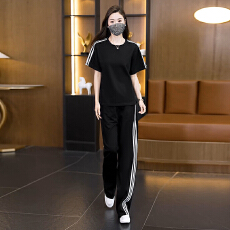 批发实拍2026夏装新款时尚<b class='q'>百搭</b>大码显瘦两件套胖妹妹减龄洋气休闲套装