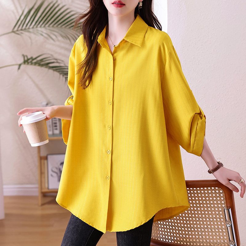 RY3634# 实拍2026夏装新款时尚气质大码百搭衬衫洋气显瘦胖妹妹减龄上衣