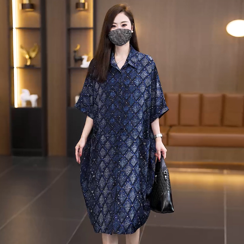 RY5166# 实拍2026夏装新款时尚气质大码洋气衬衣裙显瘦百搭遮肉宽松连衣裙
