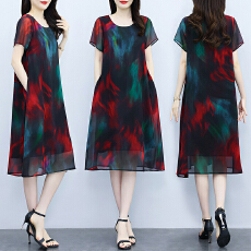 批发实拍2026  新款大码<b class='q'>女</b>装显瘦乔其纱雪纺裙