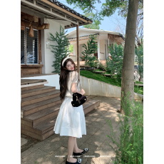 批发实拍 夏季温柔<b class='q'>白色</b>polo针织衫半身裙套装女气质显瘦A子中短裙