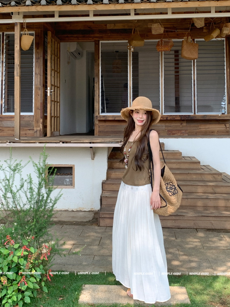 실사 보헤미안 휴가 바람 자수 반신 스커트 여름 도루 센스 주름 한 마디 큰 진자 롱 스커트