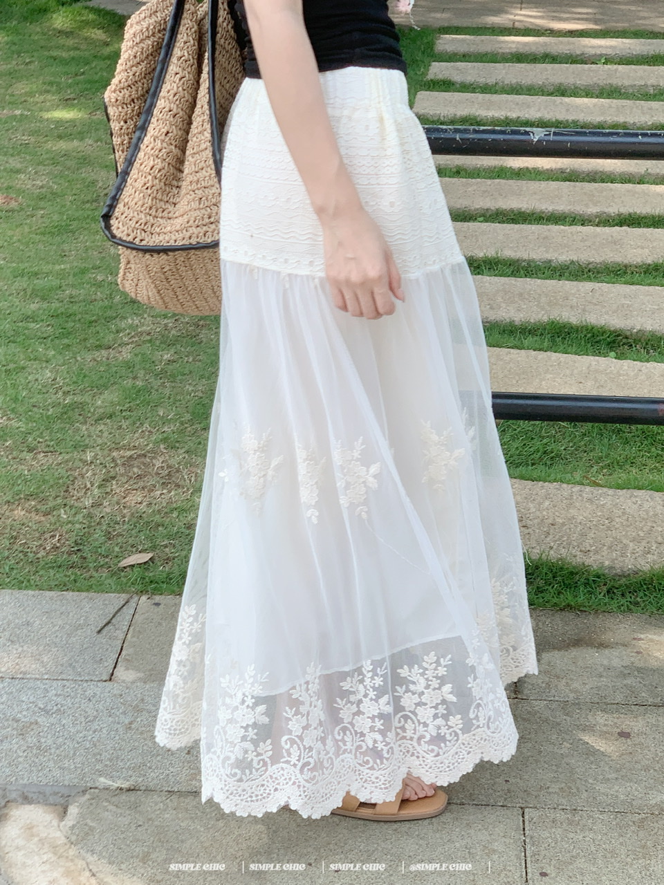 실사 보헤미안 휴가 바람 반신 스커트 여름 도루 센스 주름 한 마디 롱 스커트