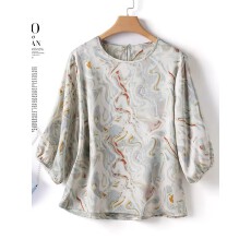 批发中年<b class='q'>妈妈装</b>杭州真丝上衣女2026<b class='q'>夏</b>季新款宽松休闲遮肉桑蚕丝衬衫女