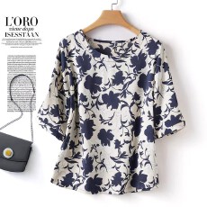 批发圆领<b class='q'>短袖</b>t恤衫杭州真丝上衣女装2026夏季新款薄款桑蚕丝印花小衫