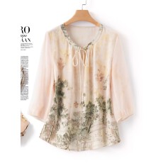 批发丝滑真丝新中式圆领<b class='q'>桑蚕丝</b><b class='q'>上衣</b>女2026国风提花气质百搭夏季装衬衫