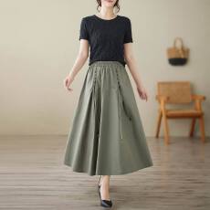 批发实拍2026夏季棉麻大码半身裙女气质休闲时尚宽松中<b class='q'>长裙</b>