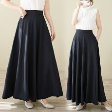 批发实拍2026夏季<b class='q'>黑色</b>显瘦大码<b class='q'>长裙</b>气质时尚百搭垂感高腰大摆裙