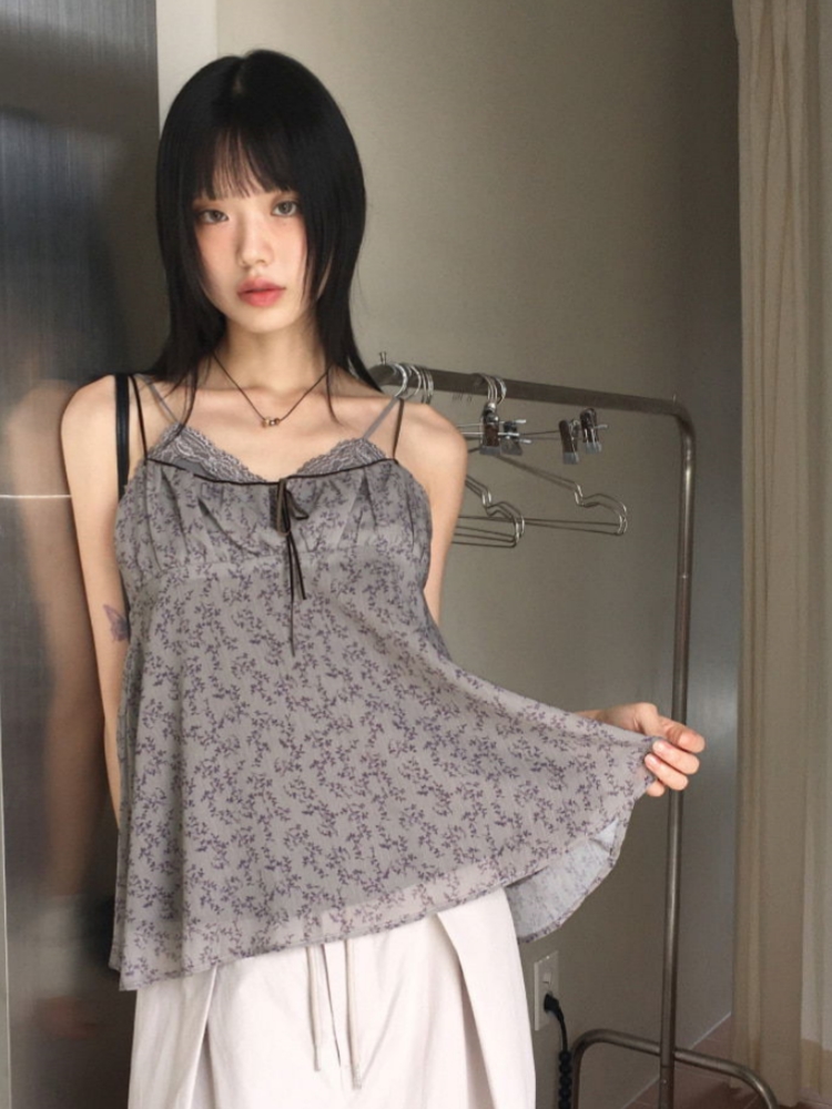 ins 레트로 나비 넥타이 펌프 Pleat 프린트 쉬폰 슬립 맨위