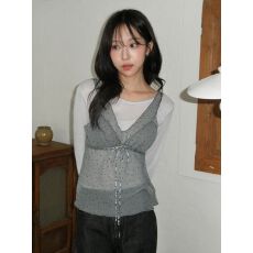 批发韩国chic 波点透视叠层 丝带 无袖胸衣 吊带<b class='q'>背心</b>