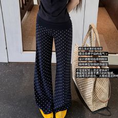 孕妇波点微喇裤2026春夏新款外穿高腰宽松显瘦休闲裤慵懒风拖地裤