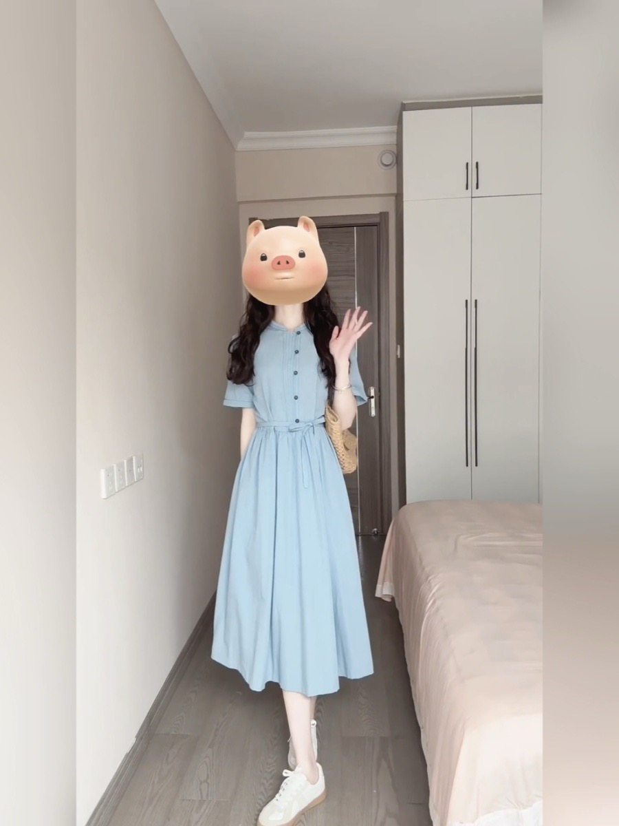 임산부 수유 프랑스식 플리츠 셔츠 여성 드레스 여름 허리 수축 슬림해 보이는 부드러운 바람 연령 감소 품격 롱 스커트