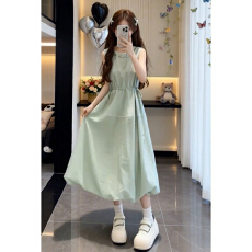 批发孕妇哺乳薄荷绿色背心连衣裙子女<b class='q'>夏</b>季2026新爆款海边度假收腰显瘦