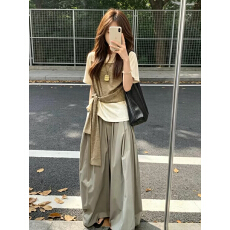批发孕妇哺乳一整套女夏季2026新款超火<b class='q'>假两件</b>短袖上衣阔腿裤两件套