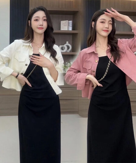 2026 봄 가을 모유 수유 나가라. 매운맛 엄마 섹션 출산 후 먹이주기 옷 프랑스식 슬립 수유 점프 슈트 치마 세트