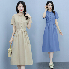 批发纯棉<b class='q'>连衣裙</b>女夏季2026新款全棉小个子气质<b class='q'>高端</b>轻奢高级感棉麻裙子