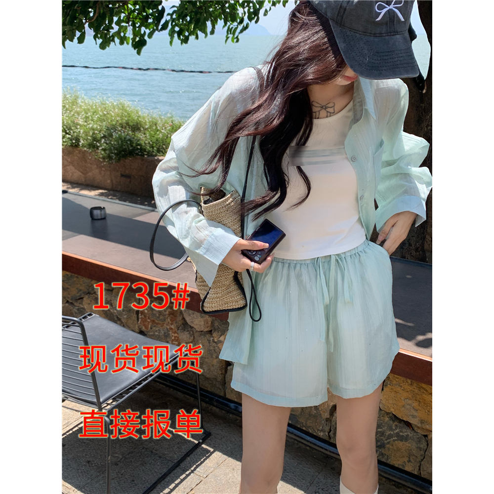 봄 여름 새로운 루즈핏 세 조각 세트 26 여름 자외선 차단 셔츠 알파벳 조끼 반바지 작은 키 전체 집합