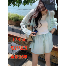 批发春夏新款宽松三件套<b class='q'>装</b>26夏防晒衬衫字母背心短裤小个子一整套