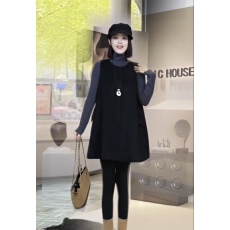 批发秋季韩系羊毛显瘦无袖背心<b class='q'>连衣裙</b>打底衫两件套