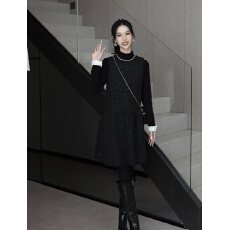 批发冬季设计感圆领满天星细闪马甲背心裙 ➕8240# 打底衫