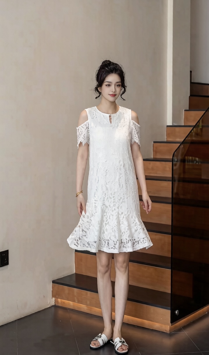 여름 고급 센스 캐주얼 슬림해 보이는 품격 레이스 슬림해 보이는 패션 드레스