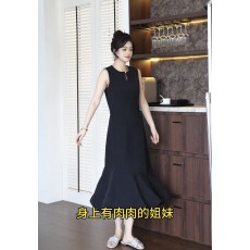 批发柒院早秋温柔风镂空波点无袖显瘦鱼尾背心裙