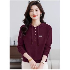 批发连帽针织女士2025春秋装新款洋气带帽针织中年<b class='q'>妈妈</b>休闲宽松上<b class='q'>衣服</b>