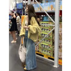 韩系早秋黄色针织开衫毛衣外套女秋冬季2025年新款巨好看宽松上衣