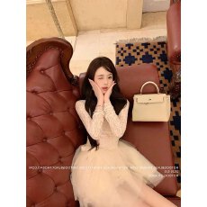 批发法式甜美温柔气质蕾丝长袖<b class='q'>连衣裙</b>套装女秋高端名媛生日宴会小礼服