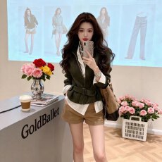 批发韩系复古拉链高领毛衣女秋冬慵懒风高级感宽松收腰针织开衫<b class='q'>短</b>外套