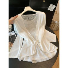 辣妹性感后背蕾丝拼接长袖防晒衣夏季设计感小众上衣