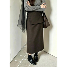批发欧货26秋冬新款设计师款小众百搭显瘦显腿长屁帘半身裙休闲裙